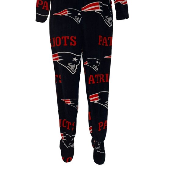NFL Team Apparel New England Patriots Pajamas Mens M Unionsuit PJs Footies Blue - Picture 5 of 10
